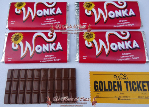 Chocolate Wonka Souvenir Regalo // Con Ticket Gold Doble Faz