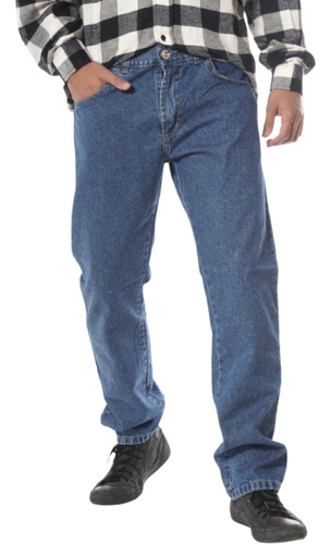 Jean Stone Wash Azul Corte Clasico Rigido Hombre