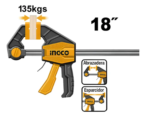 Set 2 Prensa Rápida Sargento Industrial 182 135 Kg Ingco
