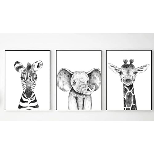 Conjunto De 3 Impresiones De Arte De Animales De Safari...