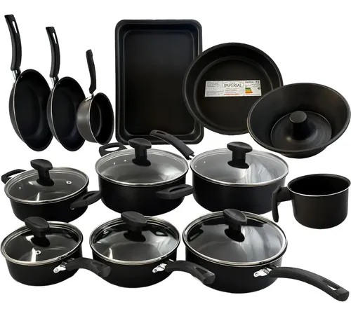 Jogo De Panelas De Cozinha Imperial Antiaderente Super 13 Peças Preto