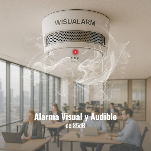 Wisualarm Detector De Humo Standalone Autonomo Hy-sa40a Sensor Fotoeléctrico Sonido De Alarma De 85db Batería Sellada De Hasta 10 Años Alarma Visual Y Audible Certificaciones Tüv Y Ce