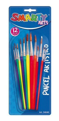 Pincel Artístico Plástico C/12 Smarty