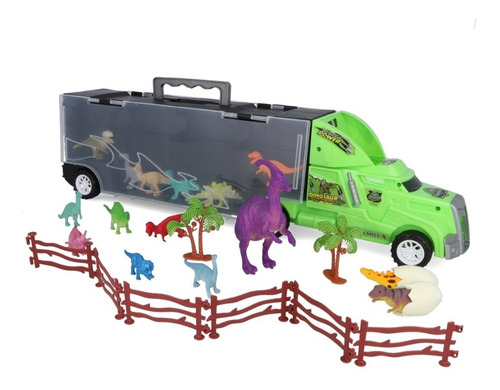 Imagen 2 de 4 de Camión Truck Garage Móvil Con Dinosaurios 24 Pcs
