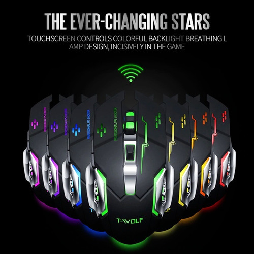 Mouse Gamer Inalámbrico Usb Recargable Led T-wolf