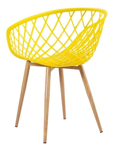 Kit 4 Cadeiras Design Clarice P/ Jardim, Área De Churrasco Cor da estrutura da cadeira Amarelo