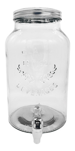 Frasco Dispenser Jugos Bebidas Vidrio C/relieve 5.5 Litros 