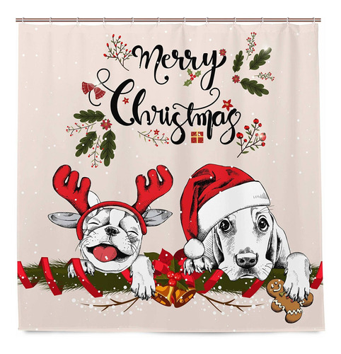 Cortina De Ducha   De Perro De Navidad Para Niños De  Fr2cb