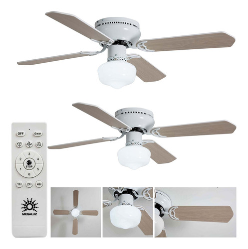 Lampara Ventilador De Techo 2p Abanico 4 Mdf Control Remoto