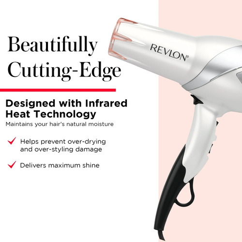Secadora De Cabello Revlon Boosted Shine Calor Infrarrojo Blanco