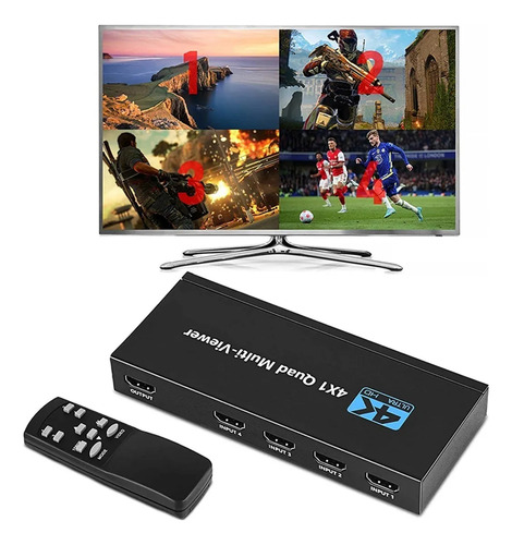 V 4k Hdmi Quad Multi-visor 4x1 Hdmi Segmentación De Pantalla