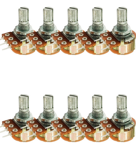 Kit 10 Potenciômetro Rotativo Wh160-b 200k L16 3t Com Chave