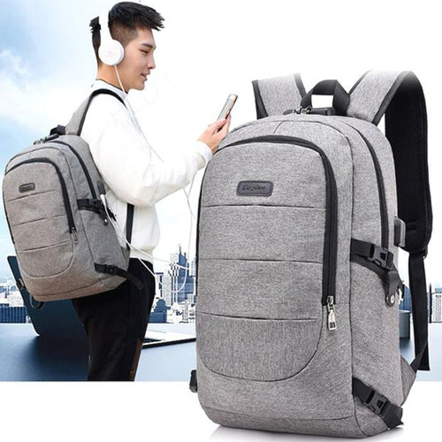 Mochila Para Hombre Con Carga Usb, Mochila De Viaje De Gran