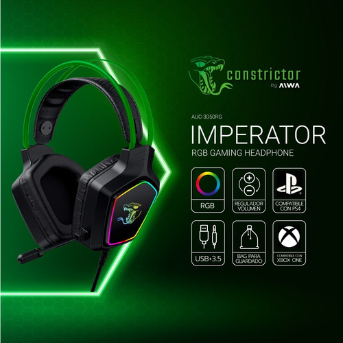 Imagen 5 de 10 de Auriculares Gamer Aiwa Constrictor Rgb Con Mic