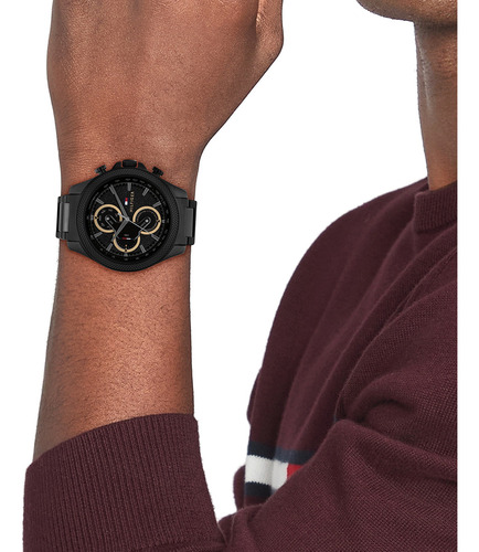 Reloj Tommy Hilfiger Th1792081 Hombre Acero Multifuncion Color de la malla Negro Color del bisel Negro Color del fondo Negro