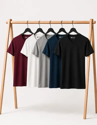 Kit 5 Camisetas Masculina Gola V Slim Algodão Premium Zaroc ZAROC