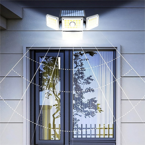 Luz Solar De Pared, Luz Reguladora, 224 Led, 4 Cabezales, So
