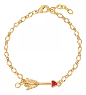 Pulsera Flecha Cupido Con Cristal En Baño De Oro Marca Nice