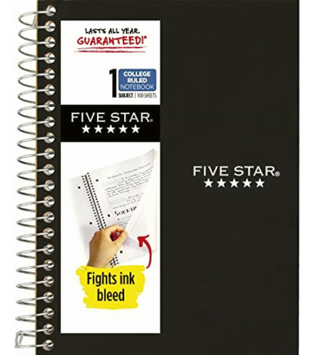 Five Star Spiral Notebook, 1 Subject, College Ruled Paper,