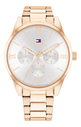 Reloj Tommy Hilfiger Mujer Camille 1782747 Malla Rosa Bisel Rosa Fondo Plateado
