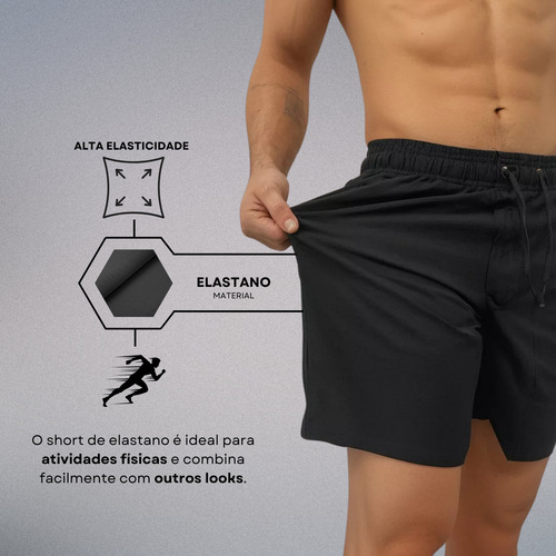 Kit 3 Short Masculino Tactel Com Elastano Verão Mauricinho