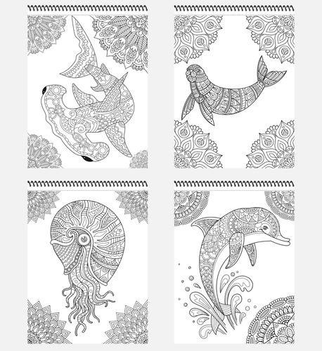 Libro Para Colorear Mándalas De Animales Marinos