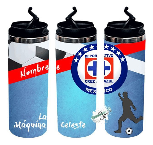 Termo Futbol Mexicano Cruz Azul Tipo Skinny Tumbler 400ml