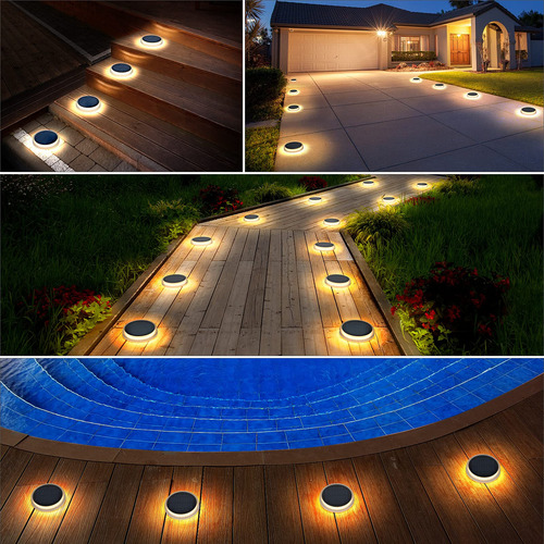 Luces Solares Led Redondas Para Exteriores, Adhesivas Imperm