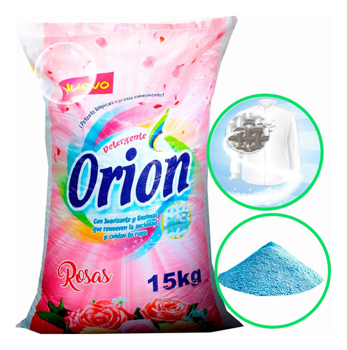 Detergente 15kg Aroma Rosa Orión 