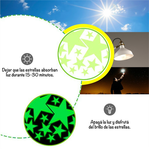 Imagen 5 de 10 de Estrellas Fluorescentes X100 Brillo En La Oscuridad.
