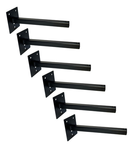 Kit 6 Suporte Braço Para Refletor Led Inclinado 40cm Parede Cor Preto