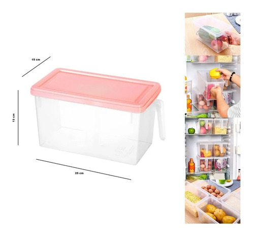 Caja Organizadora Para Refrigerador Con Tapa Y Mango Colores