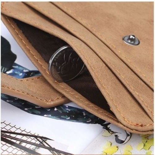 Tarjetero Baellerry Cuero Nobuk Café - 5 Tarjetas Con Broche