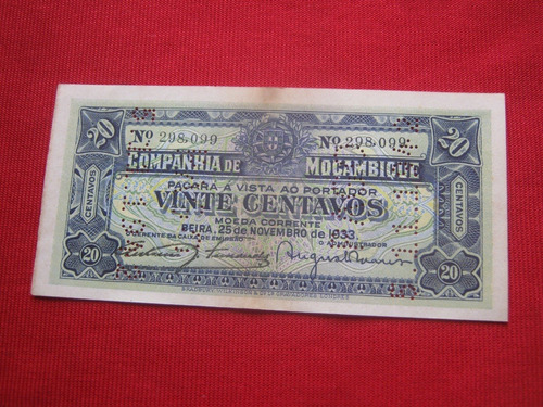 Mozambique 20 Centavos 1933