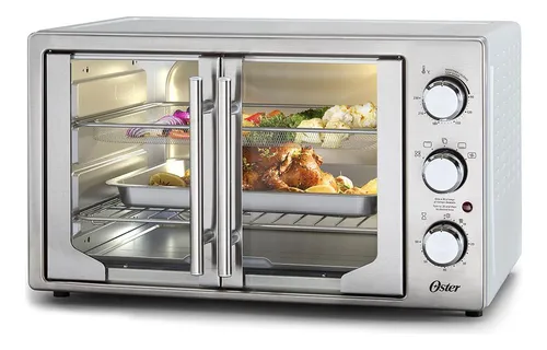 Forno E Fritadeira Sem Óleo Oster 42l French Door 2 Em 1 Cor Prateado
