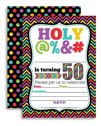 Holy @%&# 50th Birthday Party Invitations, 20 Divertidas Tar
