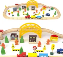 Comprar Pistas De Tren De Madera Juego Didactico Con Iman Vagon Niño Personaje Pista De Tren