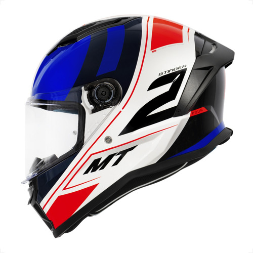 Capacete Stinger 2 Mt Helmets Poun A7 Brilho Vermelho Azul