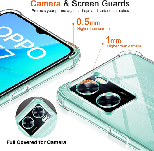 Funda Uso Rudo Silicona Tpu Suave Para Oppo A57/a77+mica Transparente Oppo A57 4g/5g/ A77 4g/5g/ A57e 4g / A57s 4g