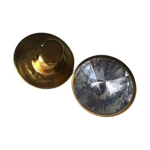 Botão De Costura C/ Pezinho Abs Dourado Com Strass 10mm C/20