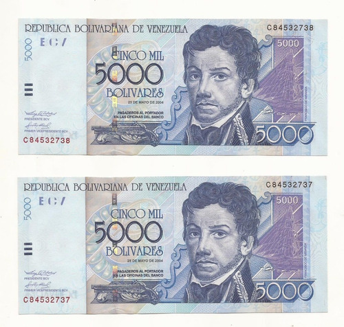 Serie  De Billetes  Nuevos  5000 Bs