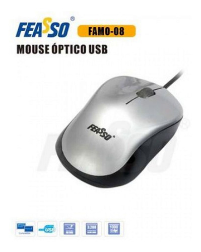 Mouse Óptico Usb 1000dpi 3 Botões Cabo 1,3m Hd Duo Cor Cinza