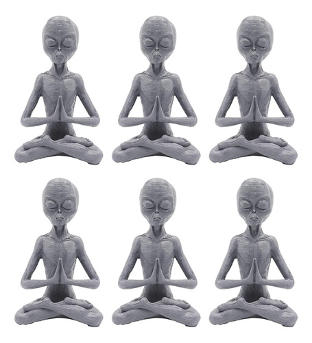 Estatua De Jardín De 6 Esculturas Alienígenas Meditando, Med