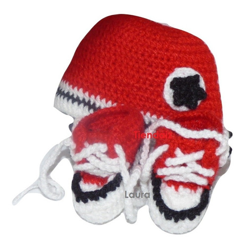 Zapatos Y Calzado Bebé Con Gorro Tejido Crochet Converse 3 M