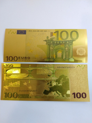 Imagen 1 de 1 de Billetes Dorados De 100 Euros Para La Buena Suerte