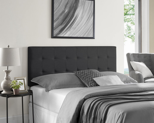 Cabecero Tapizado Capitoné Matrimonial Gris Oscuro Ajustable