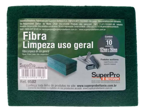 Esponja Fibra Limpeza Geral Bettanin 10x26cm R9502 Kit 10