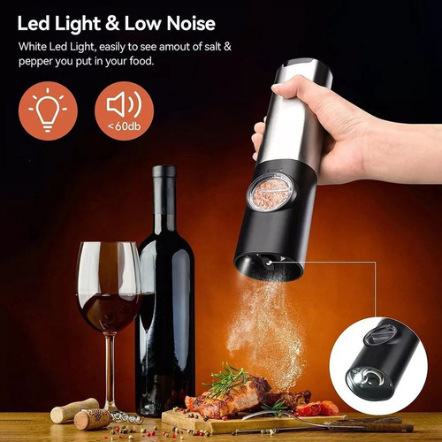 Conjunto De Moedor Elétrico Automático De Sal E Pimenta