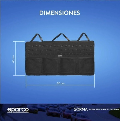 Imagen 2 de 6 de Organizador De Baul Para Auto Camioneta Sparco 5 Bolsillos