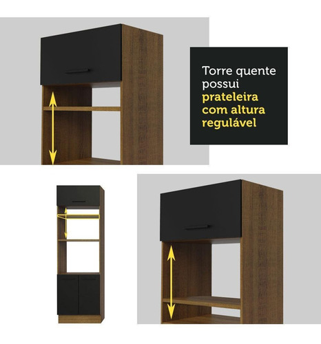 Cozinha Completa Canto Madesa Agata 459001 Arm Bal S Tamp Rp Cor Rustic/Preto